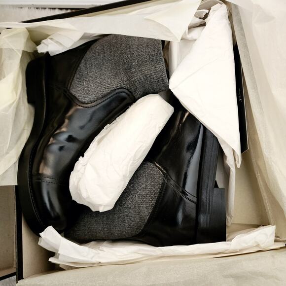 NEW J. Crew Rib-Cuff Chunky Ankle Boots Italian Leather Black Size 10.5 - Picture 8 of 13